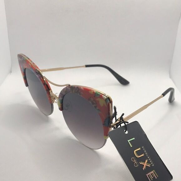 Luxe Retro Cat Eye Floral Pattern Sunglasses - Picture 1 of 3